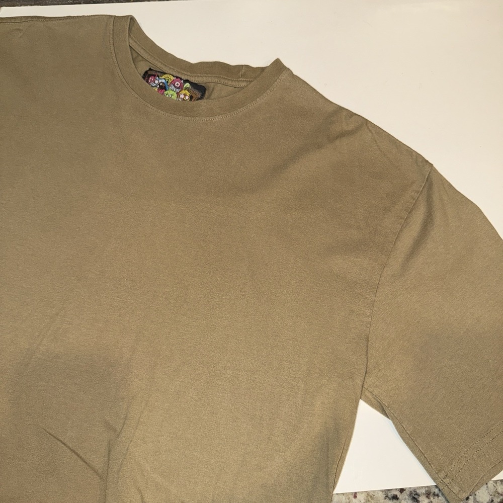 American Garage Men's Heavy Cotton Boxy Fit T Shirt Tan Sand Size Large Blank